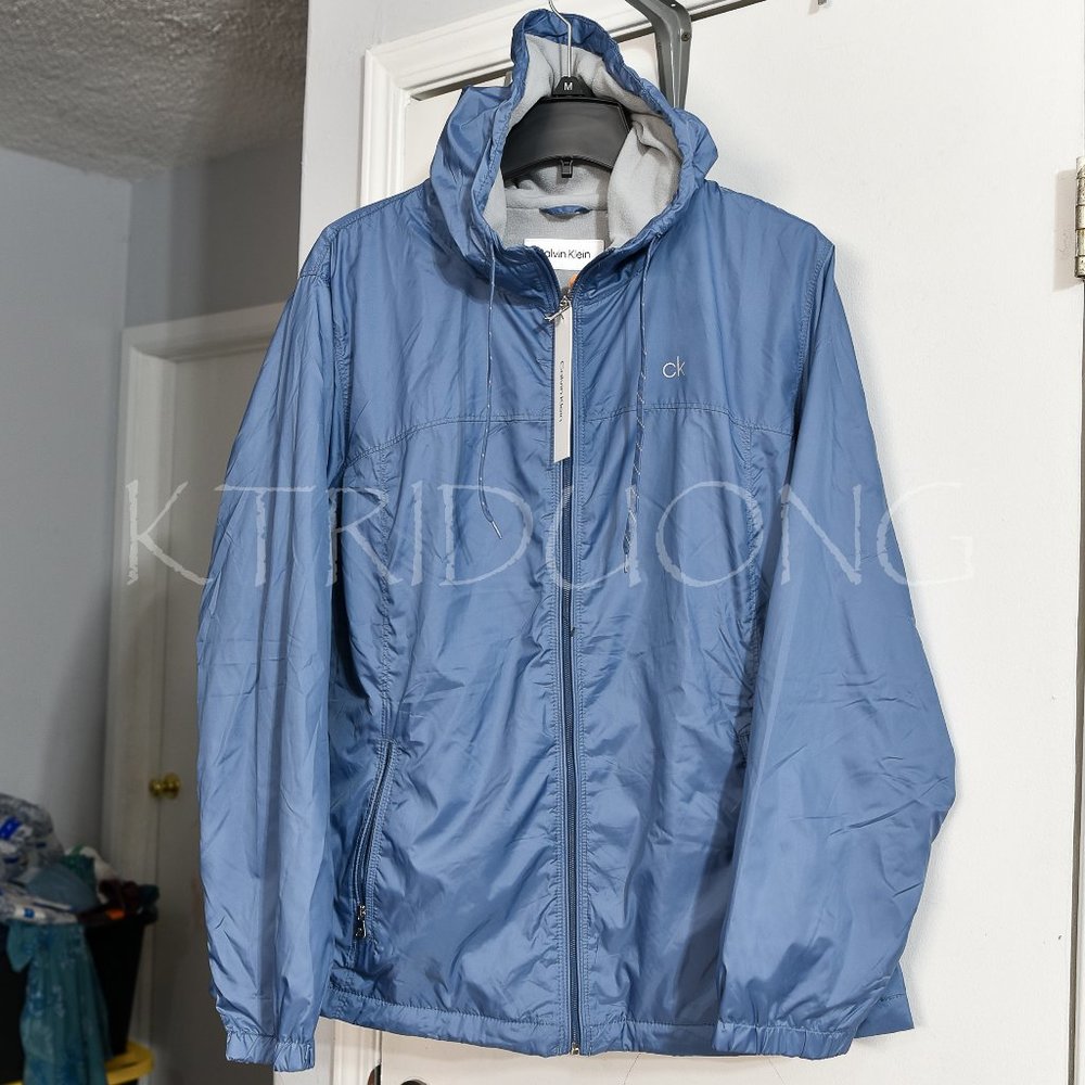 Calvin Klein Womens Zip Front Windbreaker BLUE - Picture 2 of 8